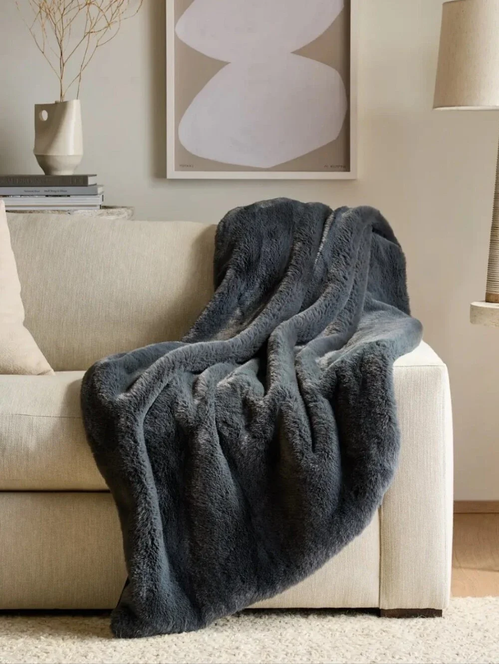 Quince Luxury Faux Fur Throw - Slate